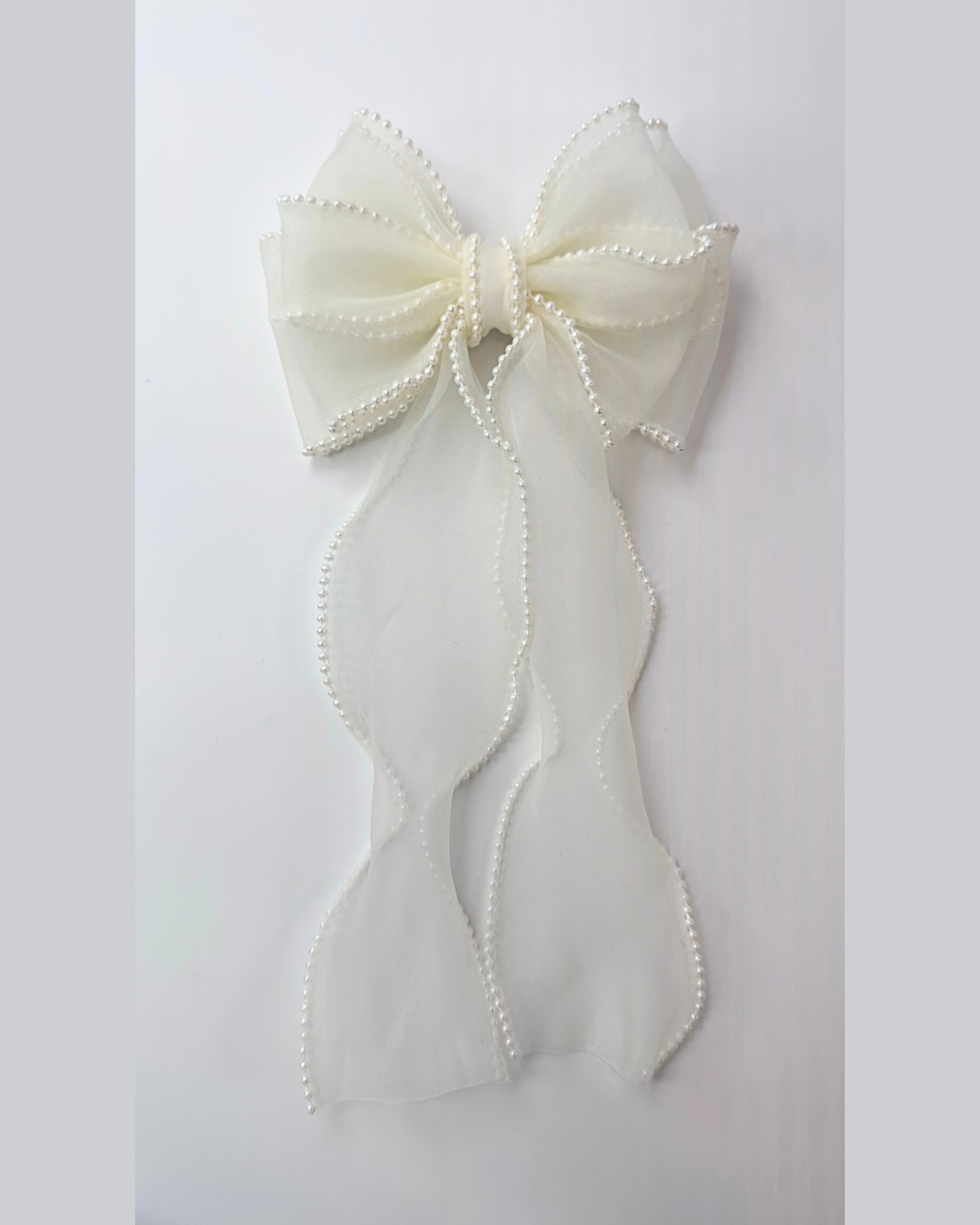 Off White Pearls Hair Bow