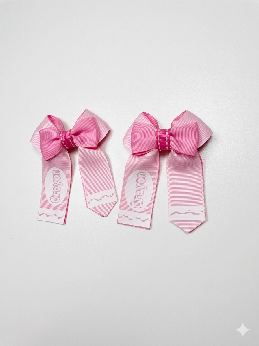 Crayon Style Hair Bow Mini Size