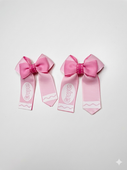 Crayon Style Hair Bow Mini Size