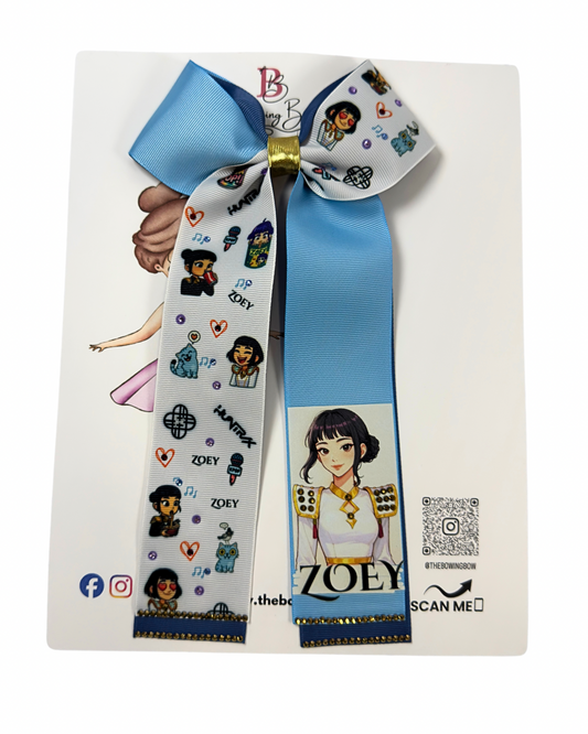 Sky Blue and Gold Accent Bow