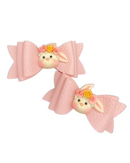 Bunny Set Faux Leather Hair Bow