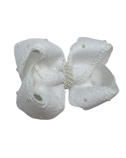 White Lace Elegant Boutique Hair Bow