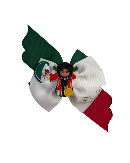 Mexican Clay Doll (map outline) Hair Bow
