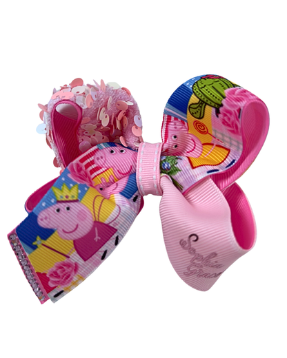 Custom peppa Hair Bow