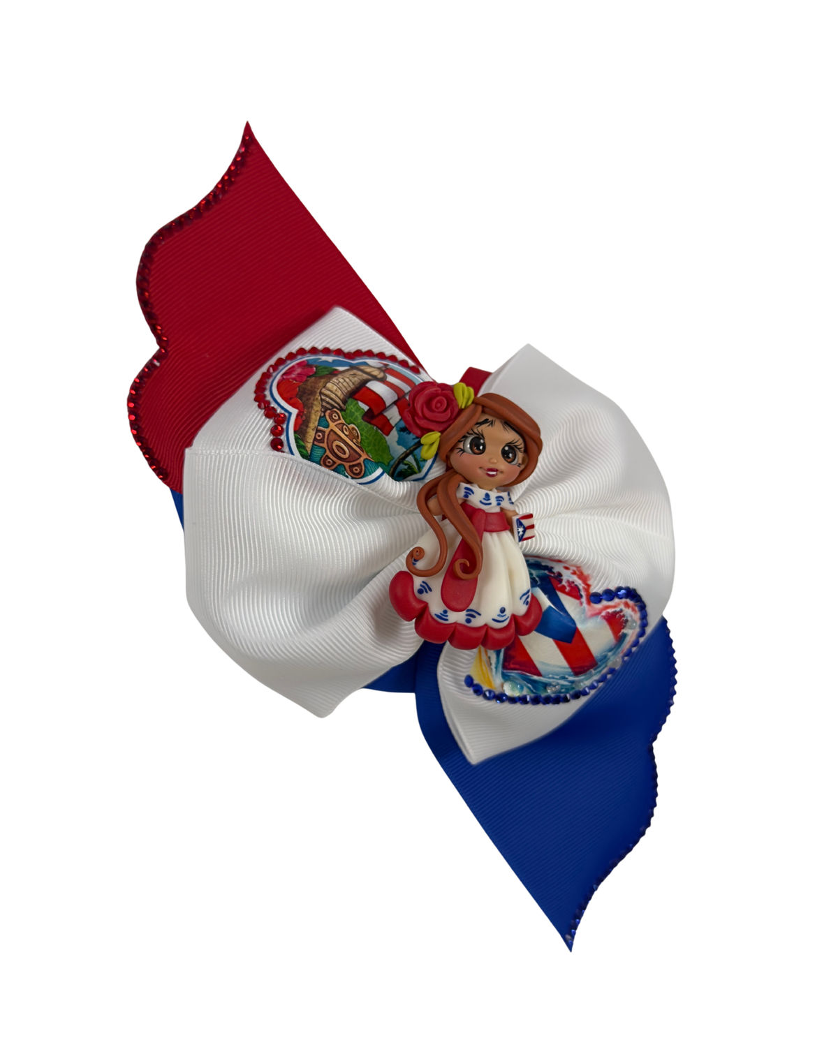 Puerto Rico Hair Bow with Clay Doll