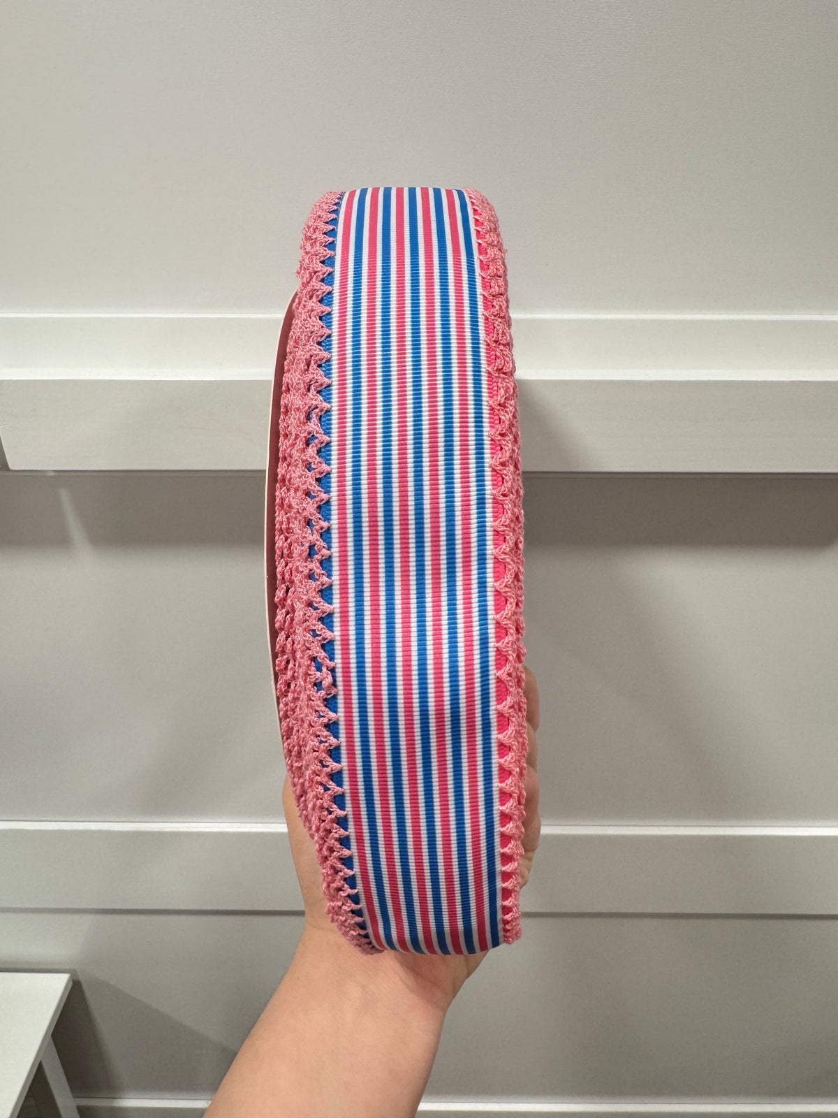 Moonstitch Ribbon 1.5 in Hospital Blanket Model 1 pink edge