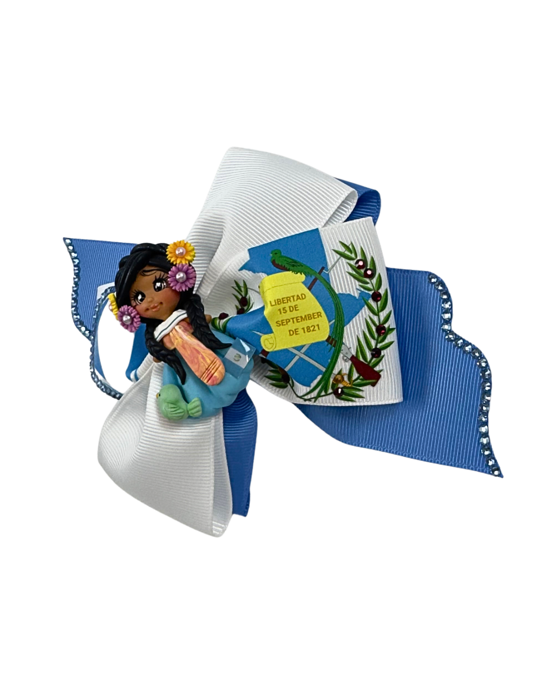 Guatemala Hair Bow With Clay Doll