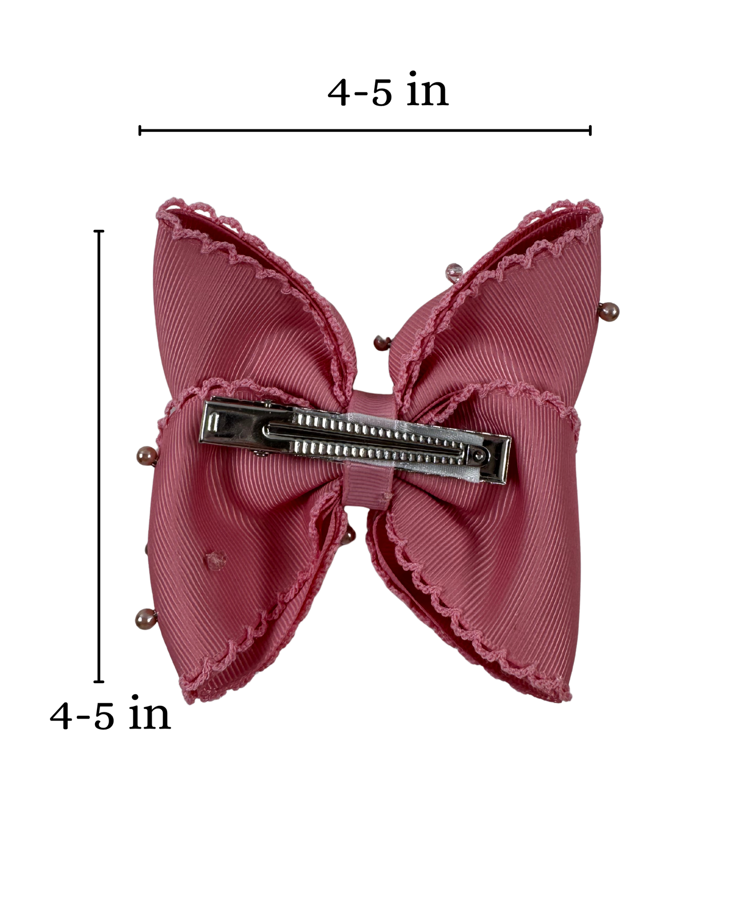 Embroidered edge Mauve Hair Bow