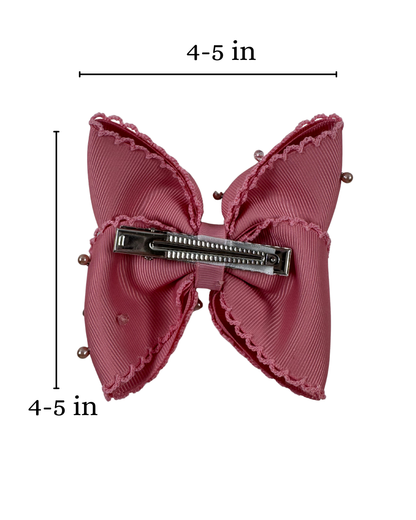 Embroidered edge Mauve Hair Bow