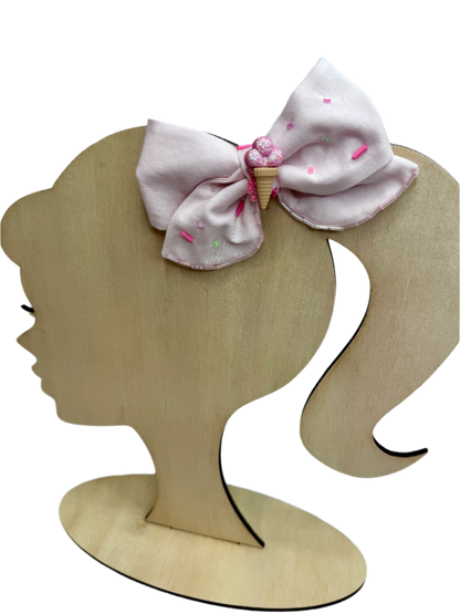 Pink Ice Cream Cone Bow
