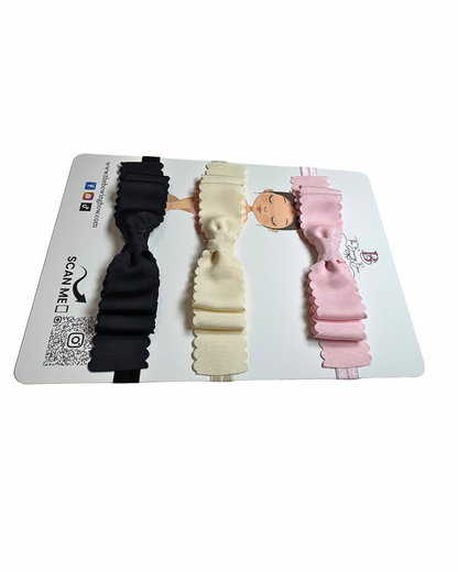 Scalloped Hair Bow Headband Set