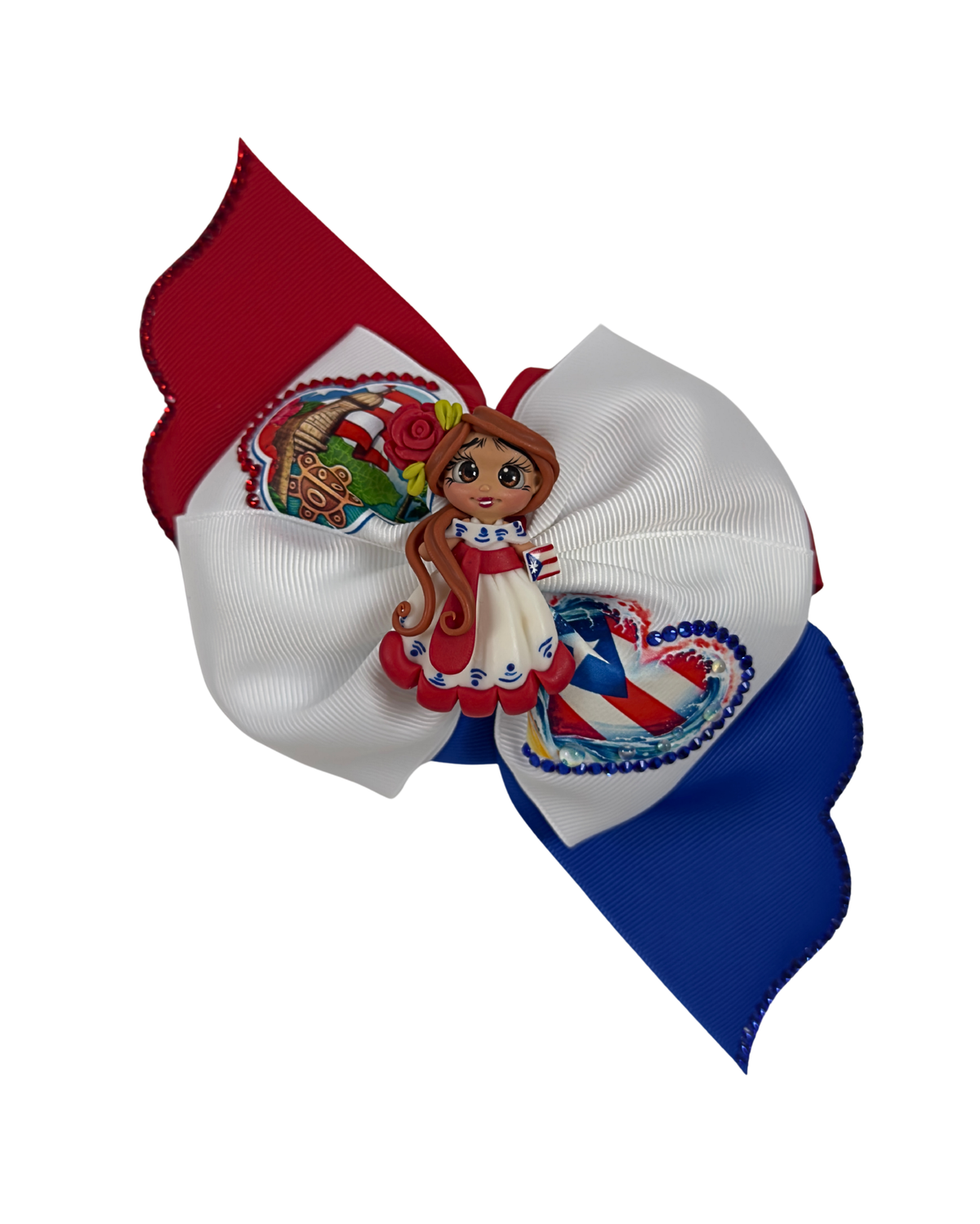 Puerto Rico Hair Bow with Clay Doll