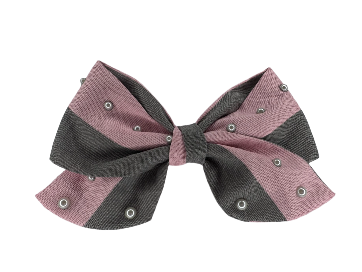 Stripe Pearl Bow Pink and Gray