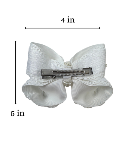 White Lace Elegant Boutique Hair Bow