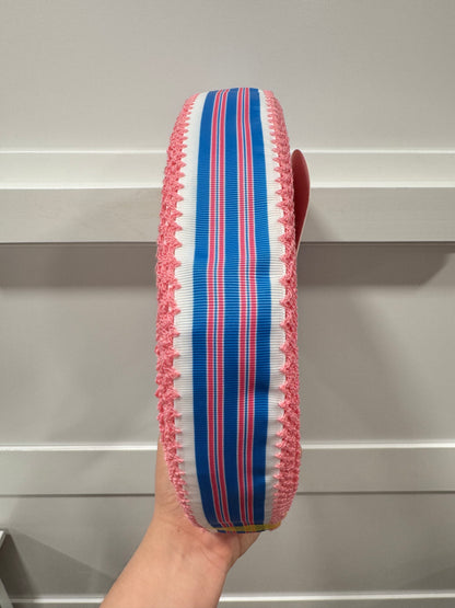 Moonstitch Printed Ribbon Hospital Blanket 1.5 in model 2 with pink edge
