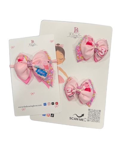 Peppa Hair Bow on a Nylon Headband