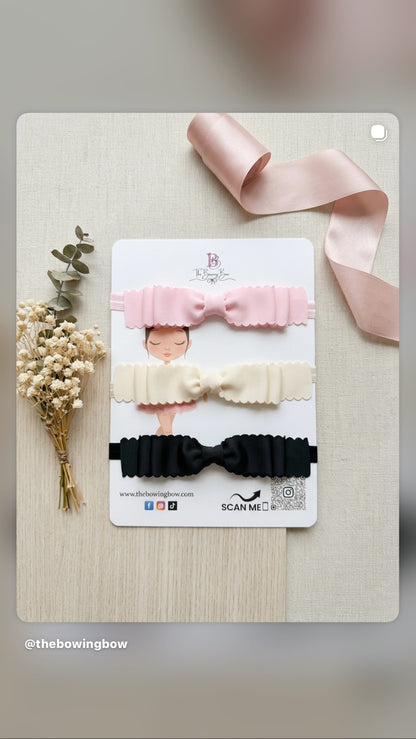 Scalloped Hair Bow Headband Set