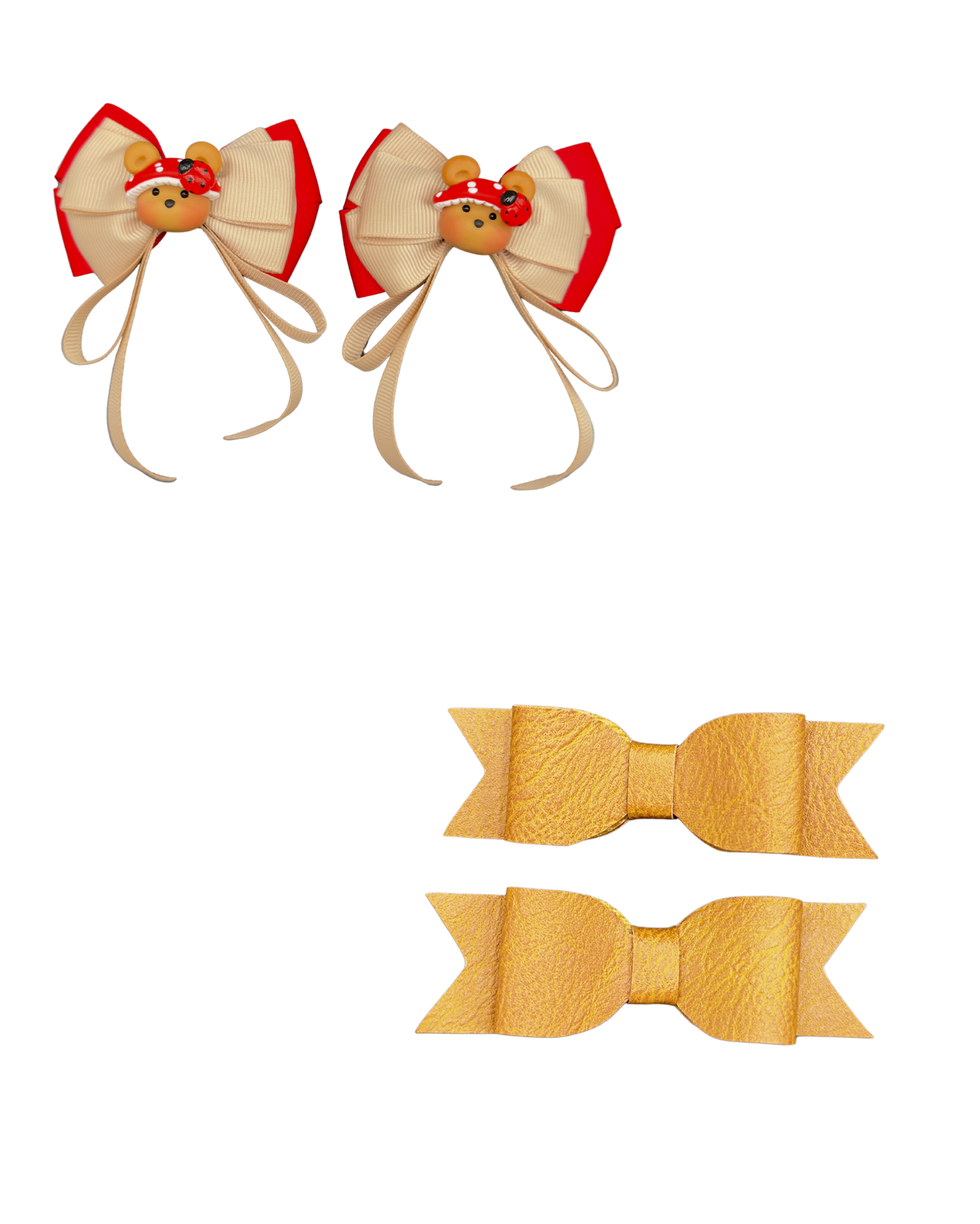 Ladybug Bear Bow Set
