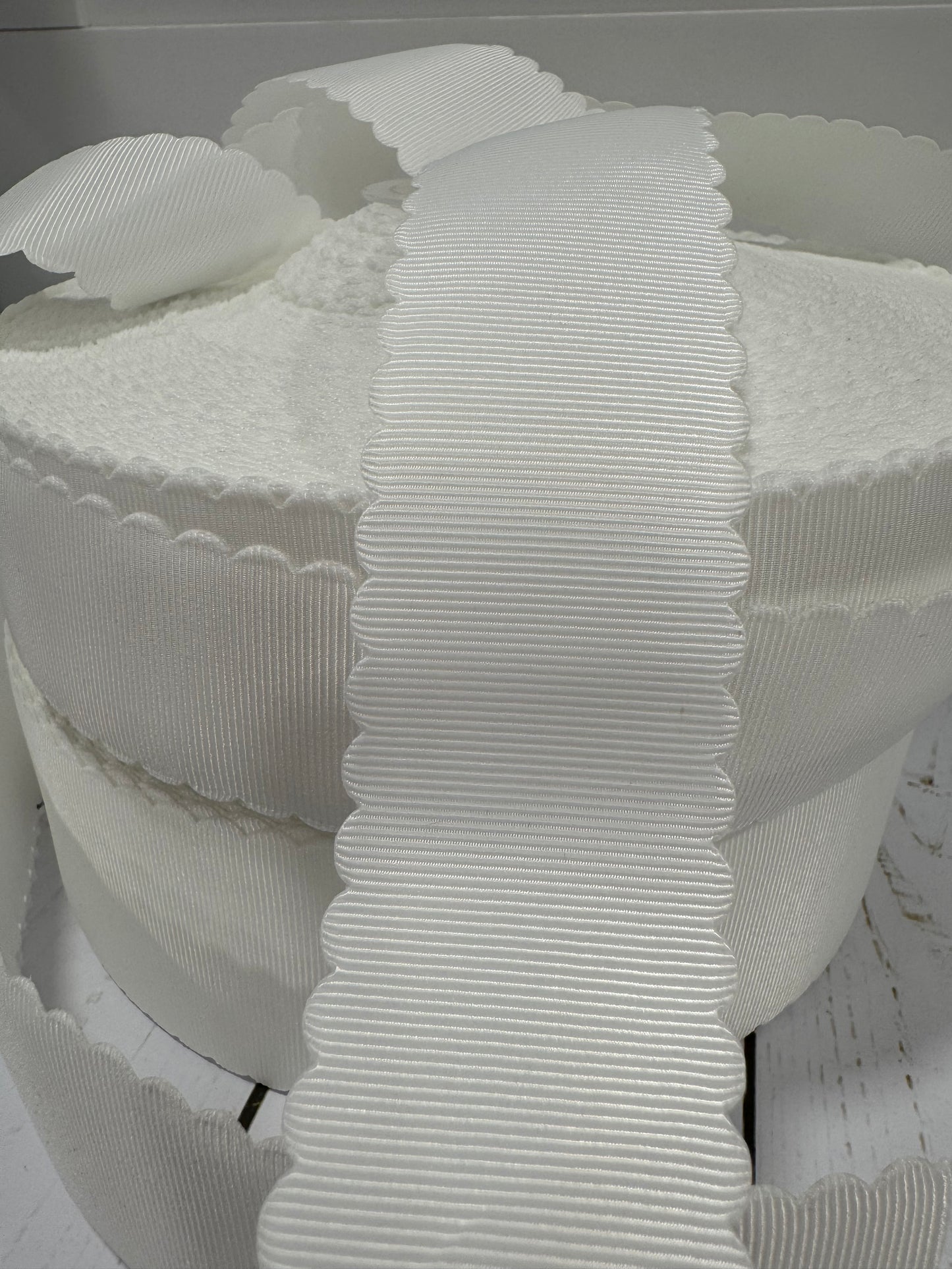 Scalloped white wavy edge ribbon