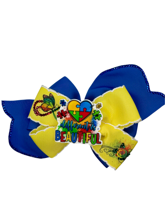 Autism Awareness Hair Bow