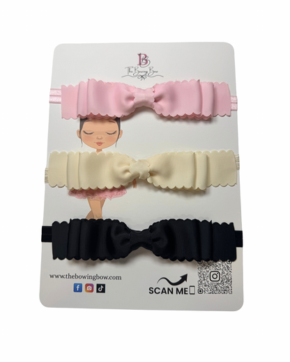 Scalloped Hair Bow Headband Set