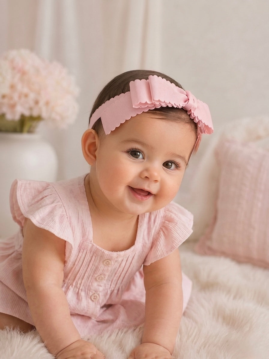 Scalloped Hair Bow Headband Set