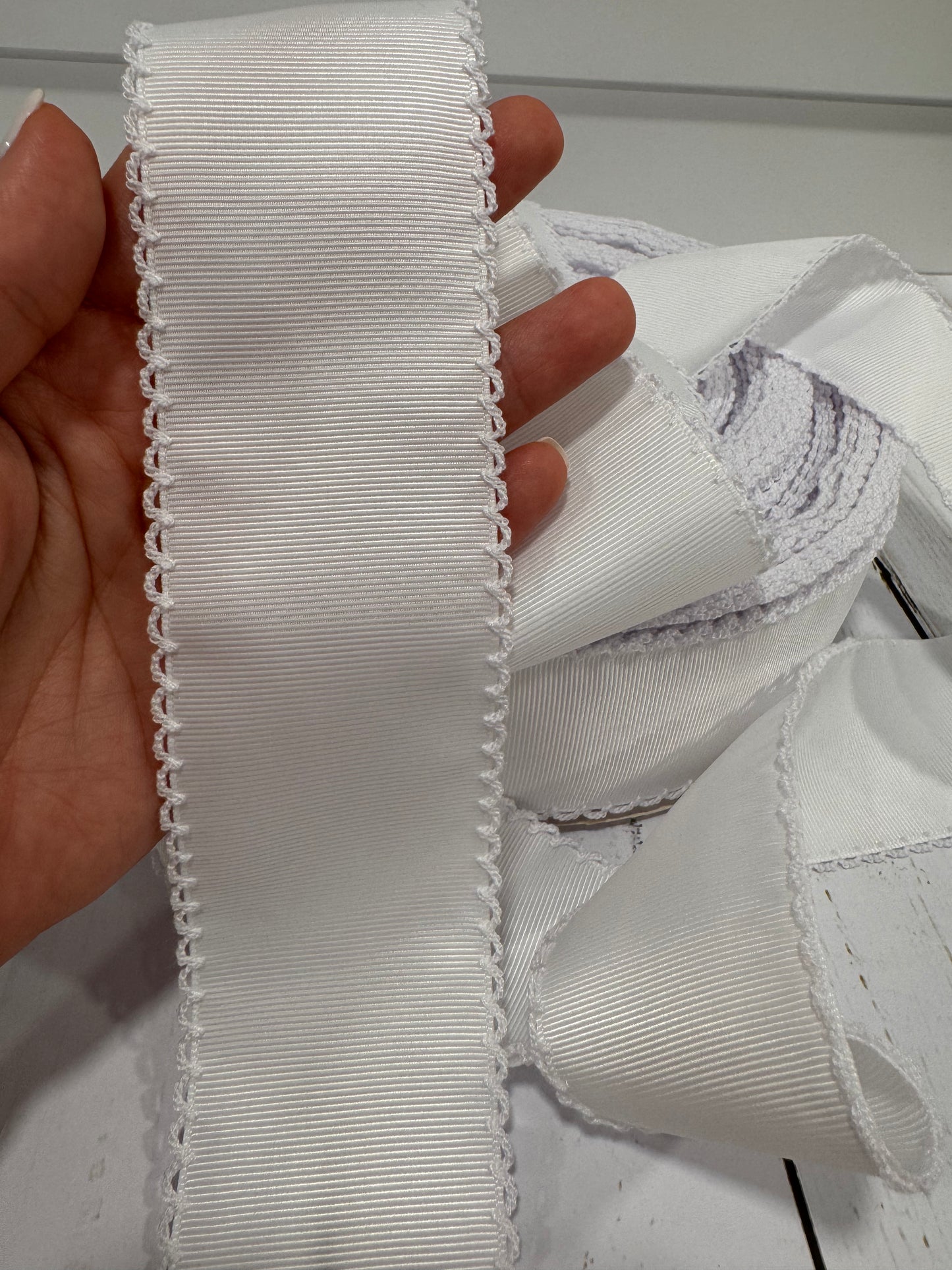 White moonstitch with white edge