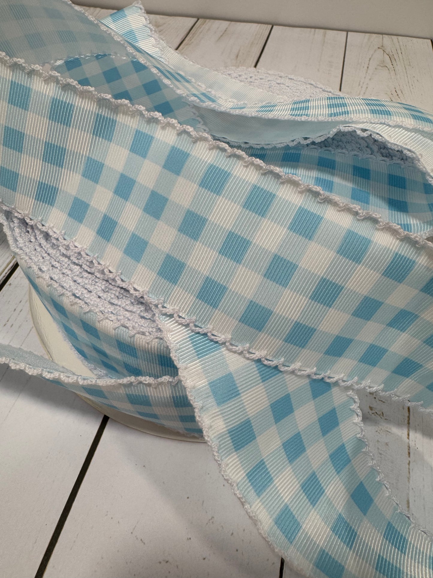 Moonstitch ribbon blue gingham ribbon