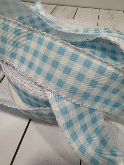 Moonstitch ribbon blue gingham ribbon