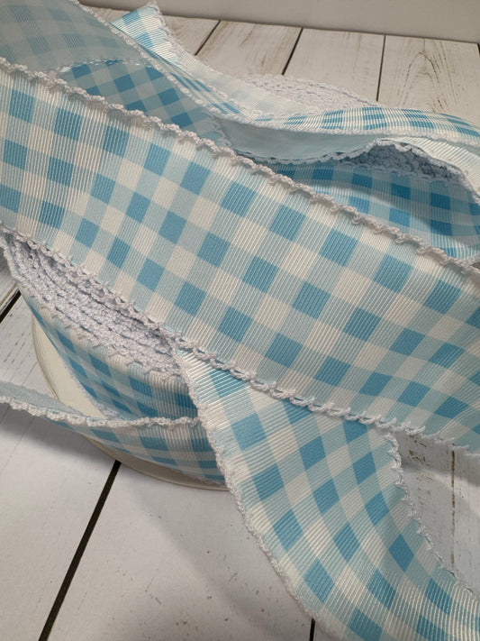 Moonstitch ribbon blue gingham ribbon