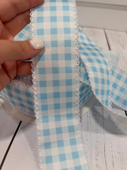 Moonstitch ribbon blue gingham ribbon
