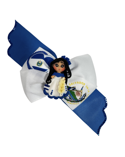 El Salvador Hair Bow with Clay Doll Center