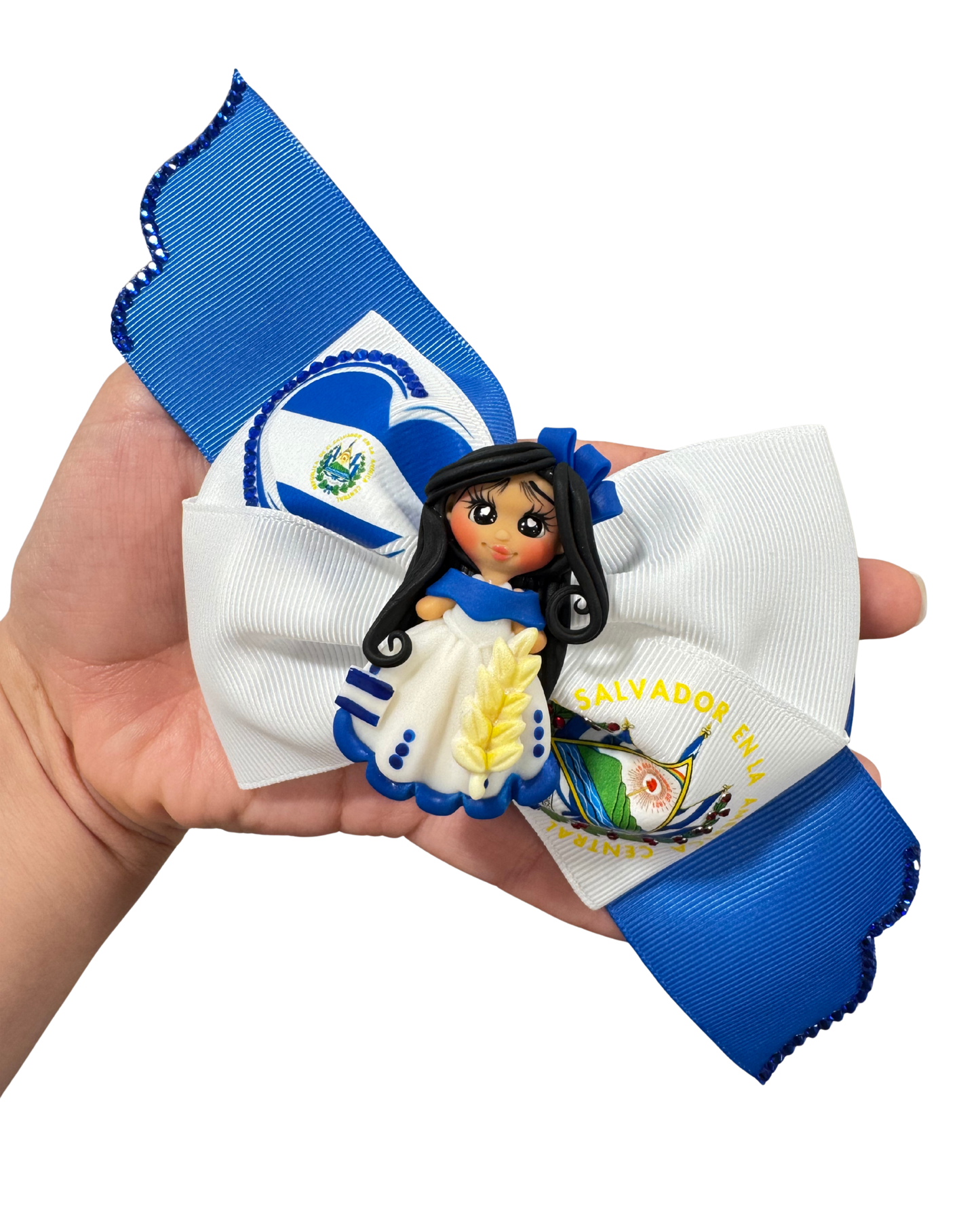 El Salvador Hair Bow with Clay Doll Center