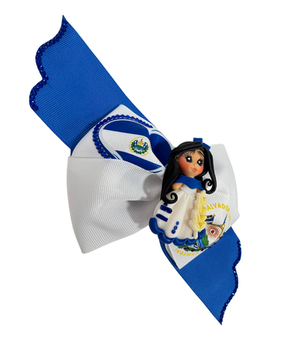 El Salvador Hair Bow with Clay Doll Center