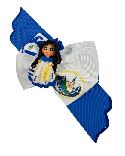 El Salvador Hair Bow with Clay Doll Center