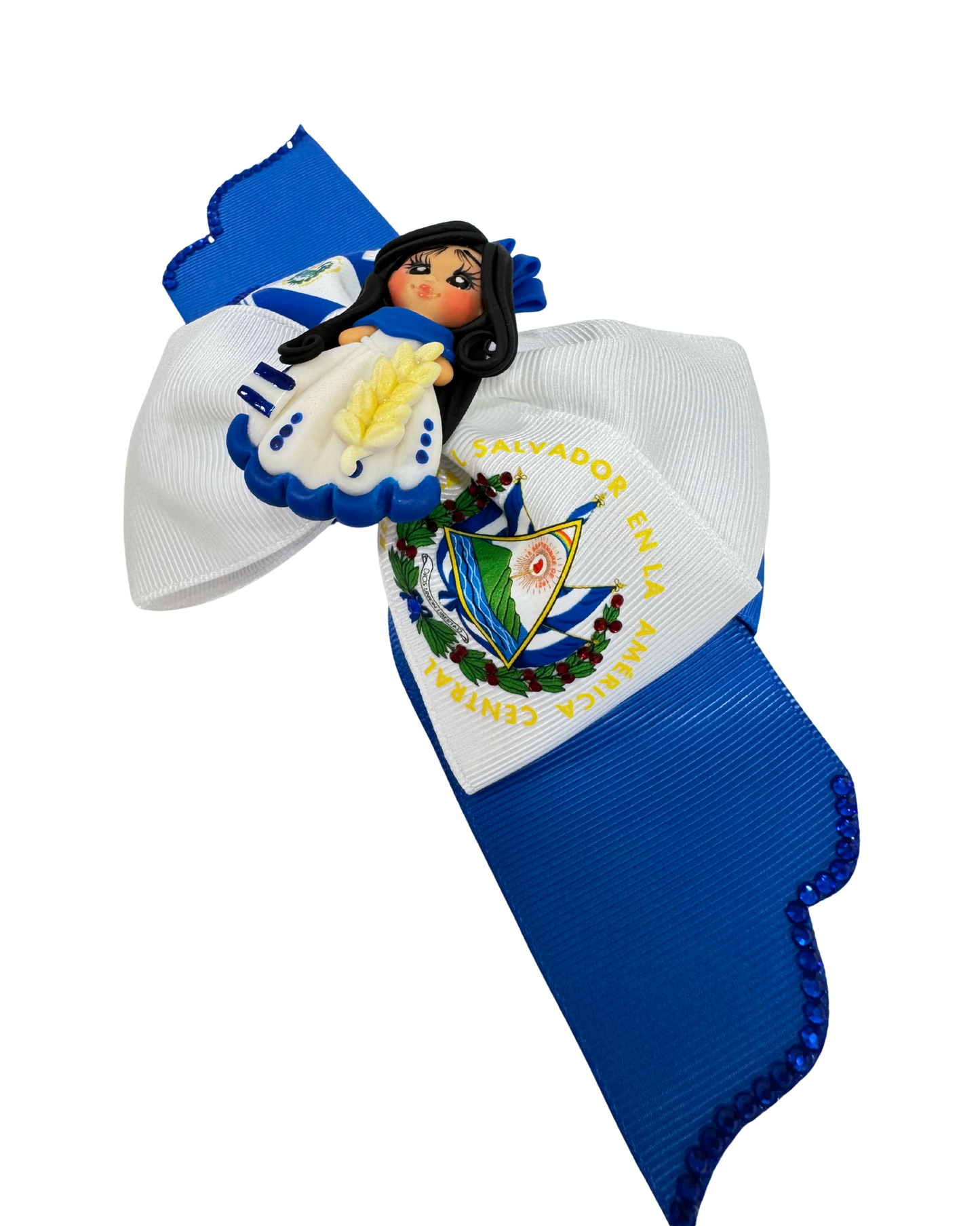 El Salvador Hair Bow with Clay Doll Center