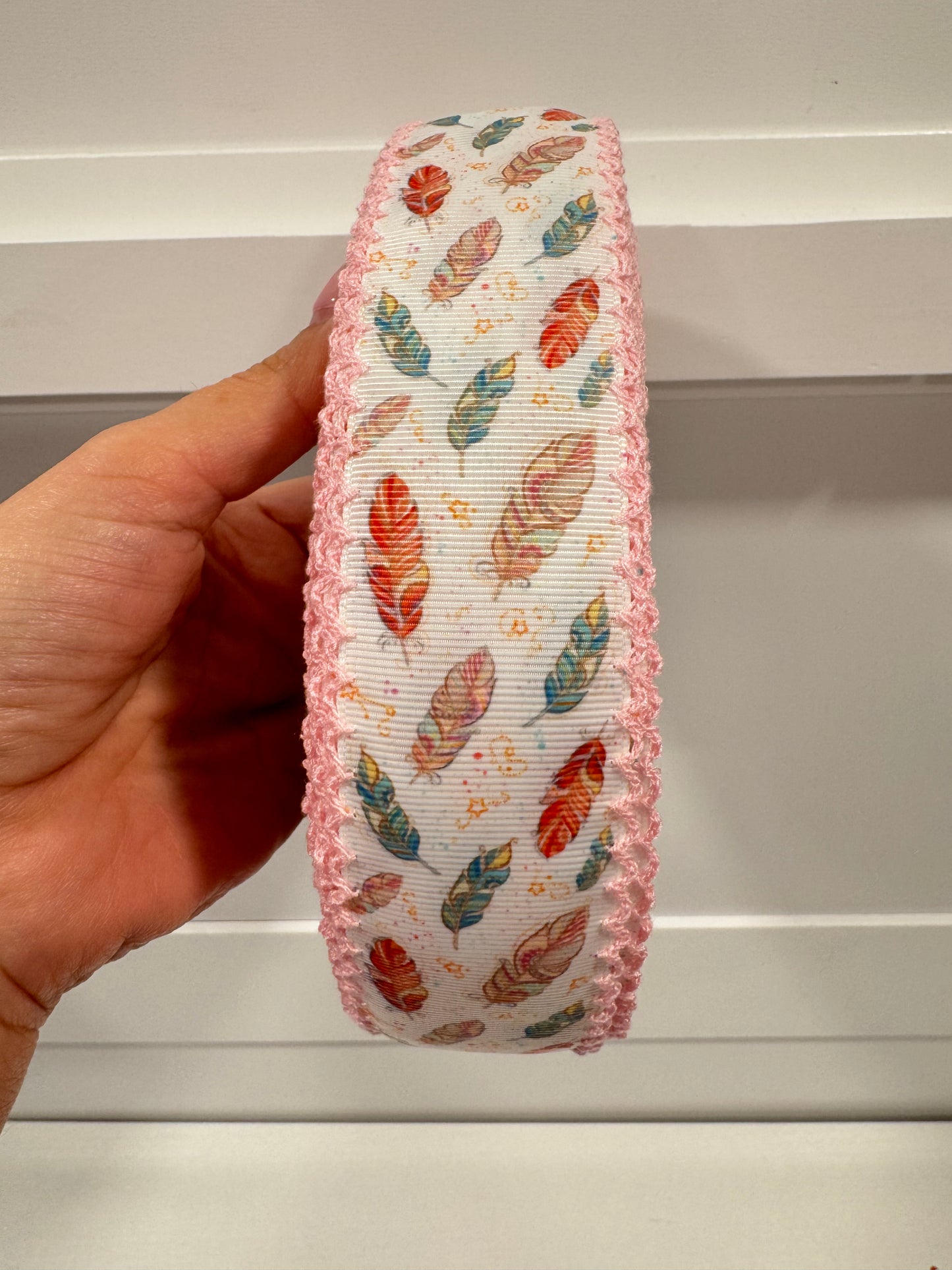 Moonstitch Printed Ribbon 1.5 IN  Feathers with #117 Edge.