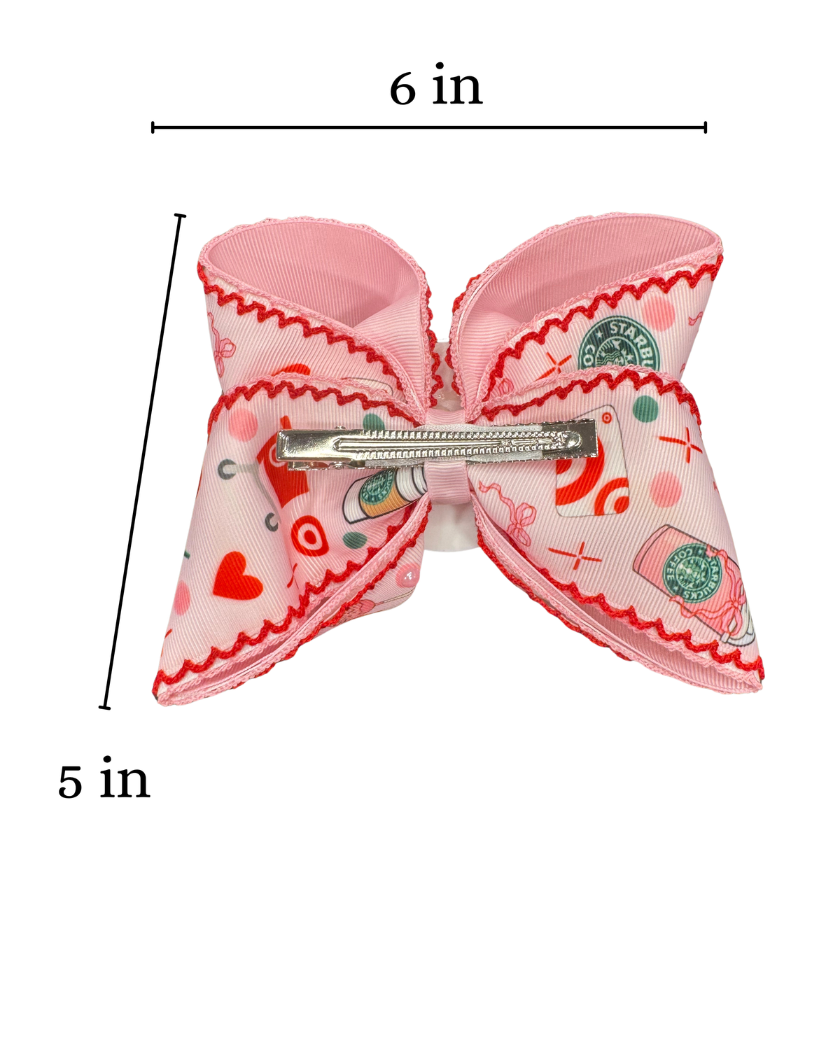 Hair Bow Extra Large Buck with acrylic Center (Measures 6 In)