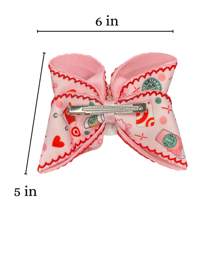 Hair Bow Extra Large Buck with acrylic Center (Measures 6 In)