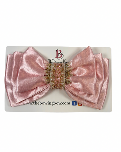 Pink Ballerina Hair Bow with Beads