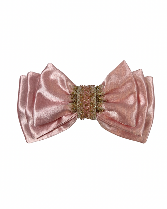 Pink Ballerina Hair Bow with Beads