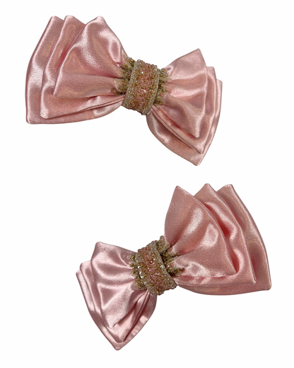 Pink Ballerina Hair Bow with Beads