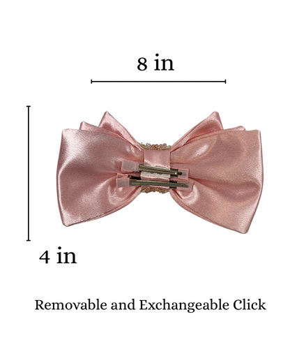 Pink Ballerina Hair Bow with Beads