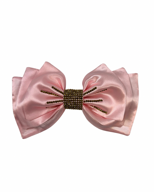 Ballerina Gold Rhinestones Hair Bow