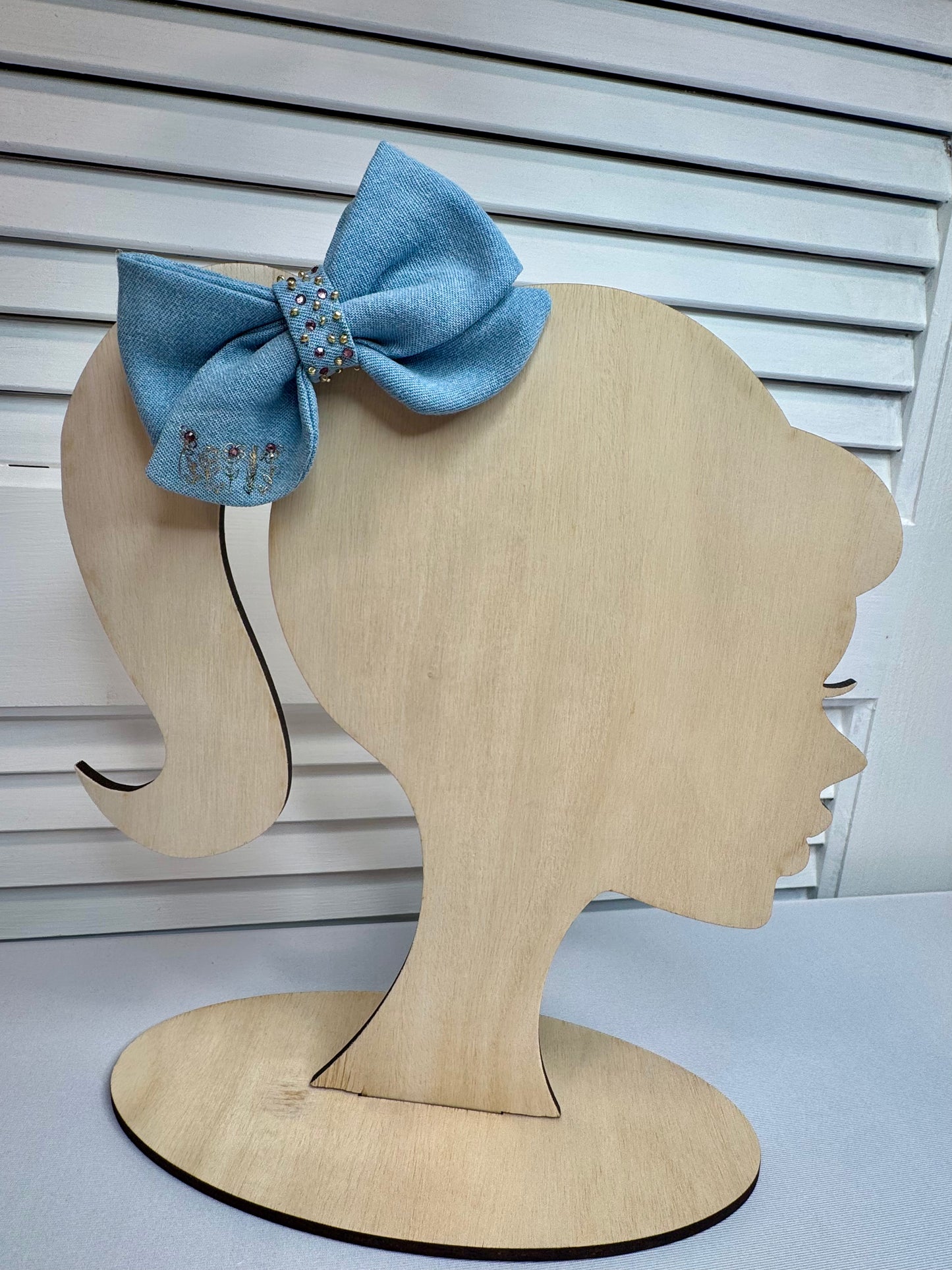 Denim Daisy Hair Bow