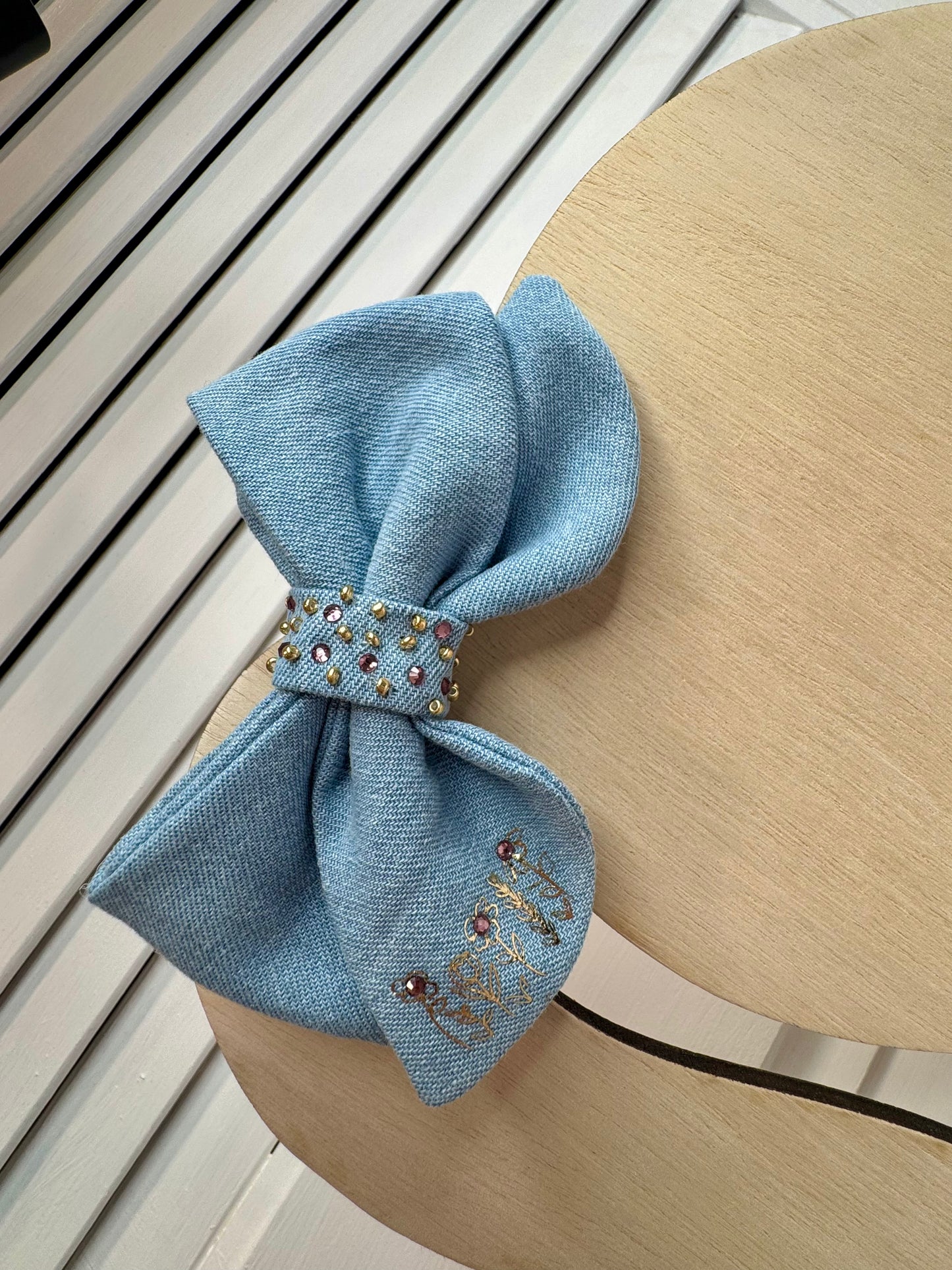 Denim Daisy Hair Bow