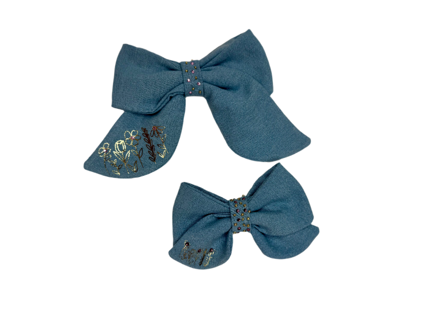 Denim Daisy Hair Bow