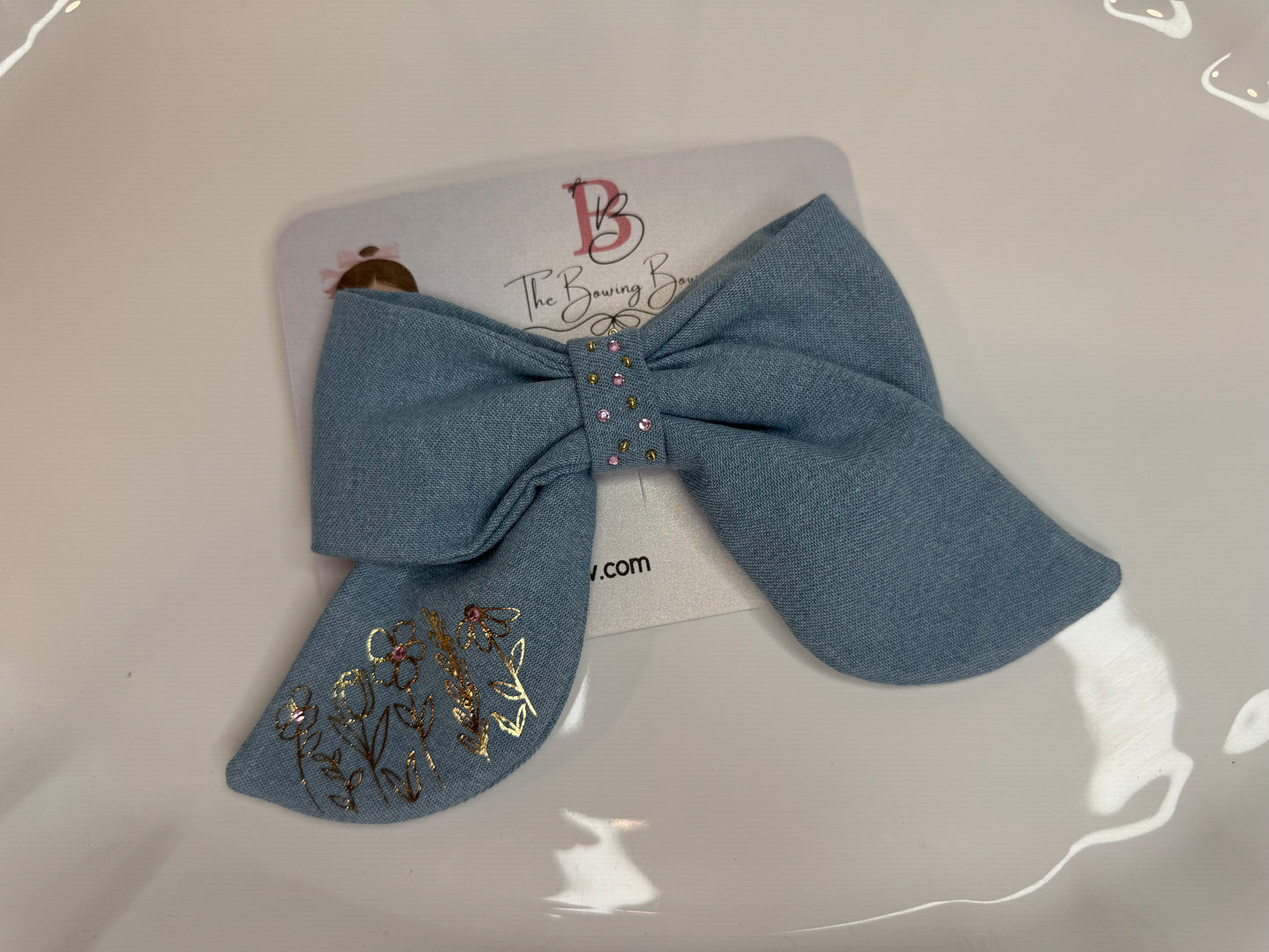 Denim Daisy Hair Bow