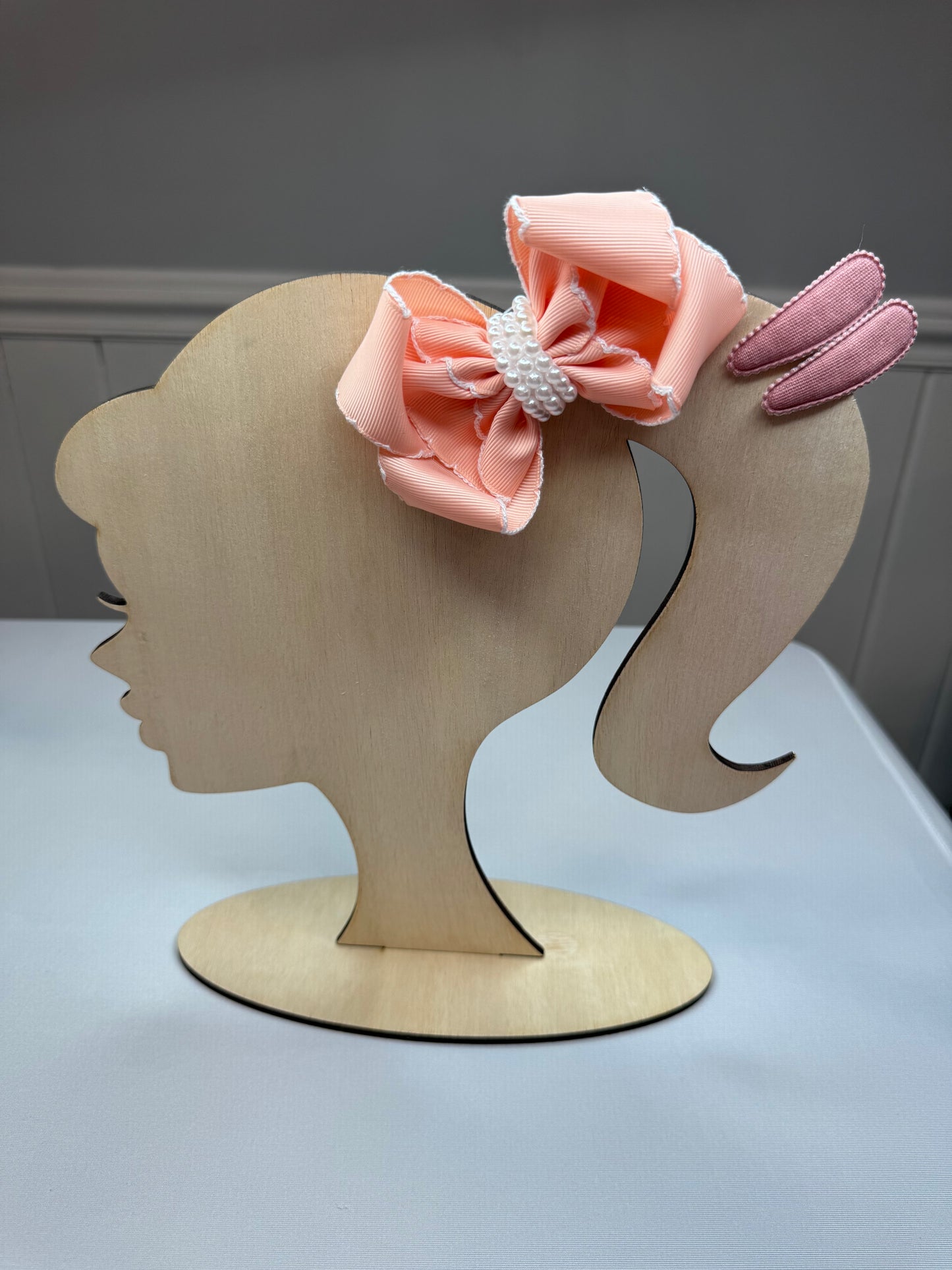 Peach Pearl Elegance Hair Bow Set