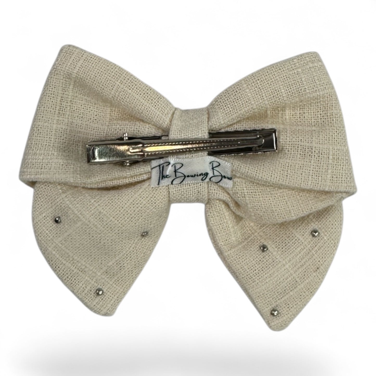 Linen Pearl Hair Bow (Small)